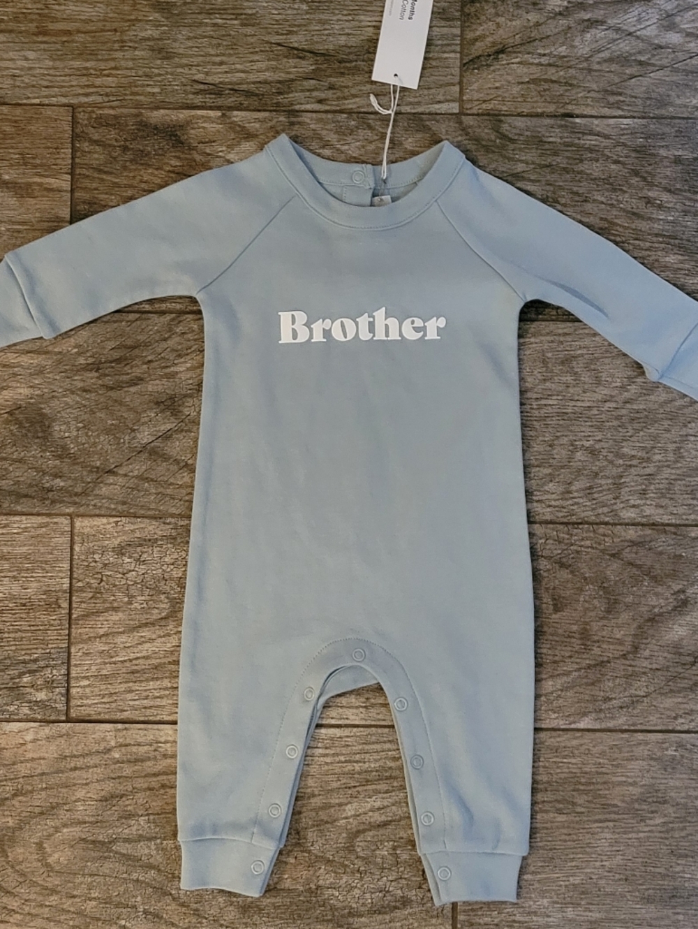Bob & Blossom BROTHER Slogan All Un One Romper Long Sleeve 100% Cotton Lt Blue